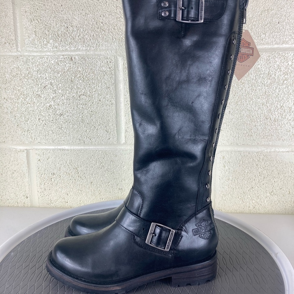 COPY - Harley-Davidson Women's Helmsdale Knee-Hi Black Leather Motorcycle Boots…
